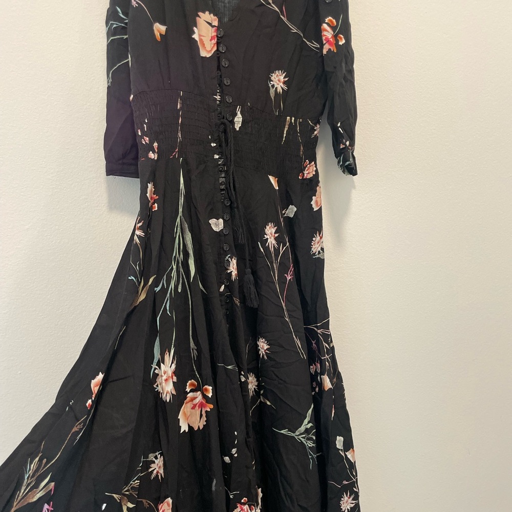 Black floral maxi dress.